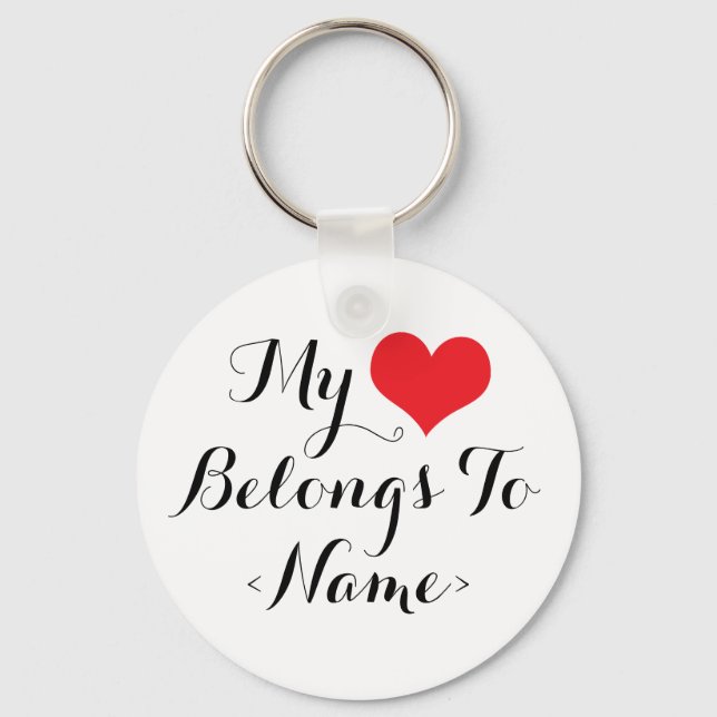 Chaveiro Personalize Meu Coração Pertence A<Name> (Frente)