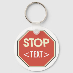 Chaveiro Personalize o design da placa de STOP, <TEXT>