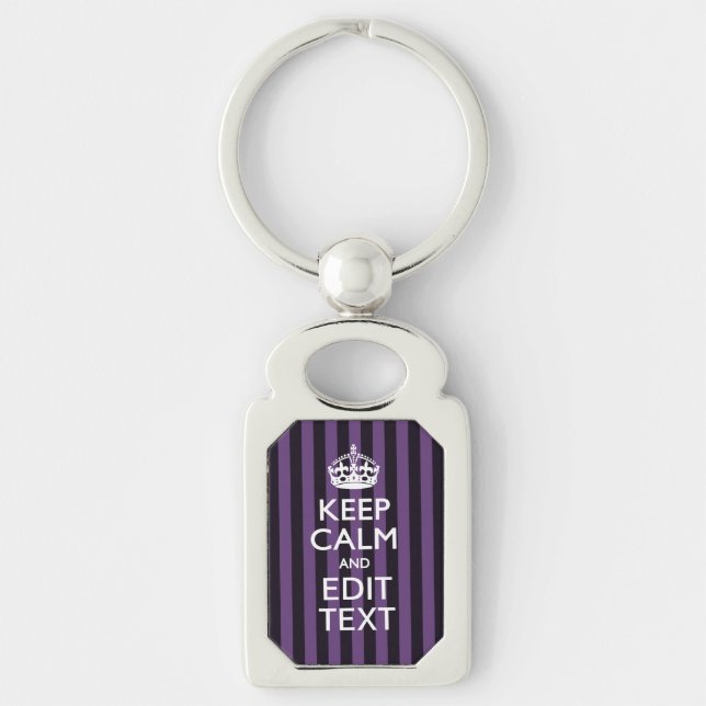 Chaveiro Personalize-o Mantenha Calmo O Texto Roxo (Frente)