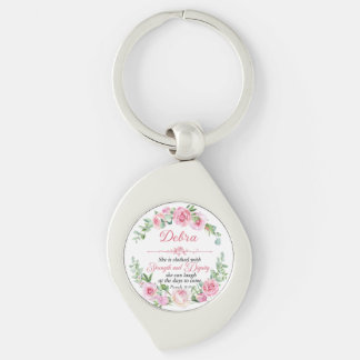 Chaveiro Personalize Prov 31:25 Dia das Mães Rosa Rosa