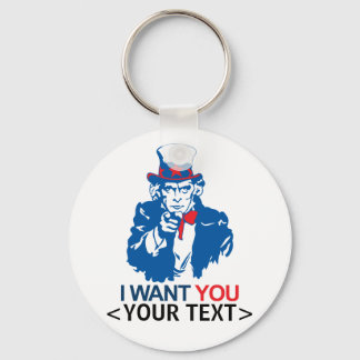 CHAVEIRO PERSONALIZE TIO SAM QUER VOCÊ,<YOUR TEXT>