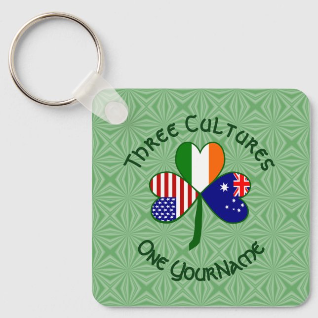 Chaveiro Personalized Australia Ireland USA Shamrock (Frente)