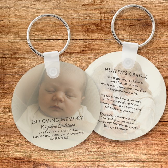 Chaveiro Personalized Baby Memorial Photo & Custom Text (Criador carregado)