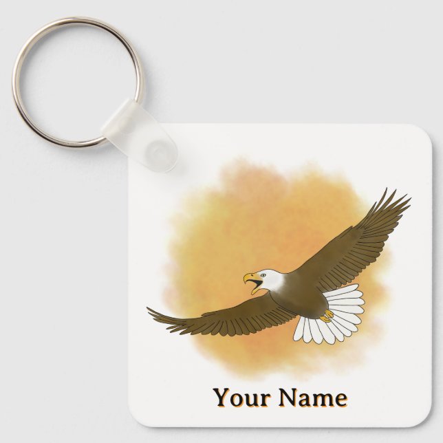 Chaveiro Personalized Bald Eagle Orange Background (Frente)