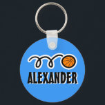 Chaveiro Personalized basketball keychain for kids name<br><div class="desc">Personalized basketball keychain for kids name. Cute Birthday gift idea for sporty boys and girls. Customizable background color. Sport design.</div>