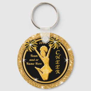 Chaveiro Personalized Black and Gold Cheerleading Keychains