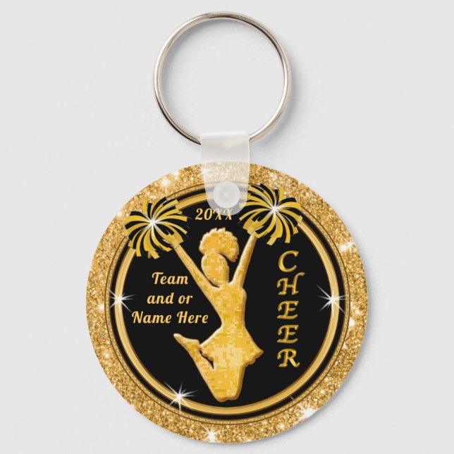 Chaveiro Personalized Black and Gold Cheerleading Keychains (Frente)