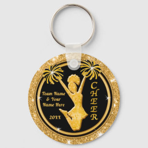 Chaveiro Personalized Black and Gold Cheerleading Keychains