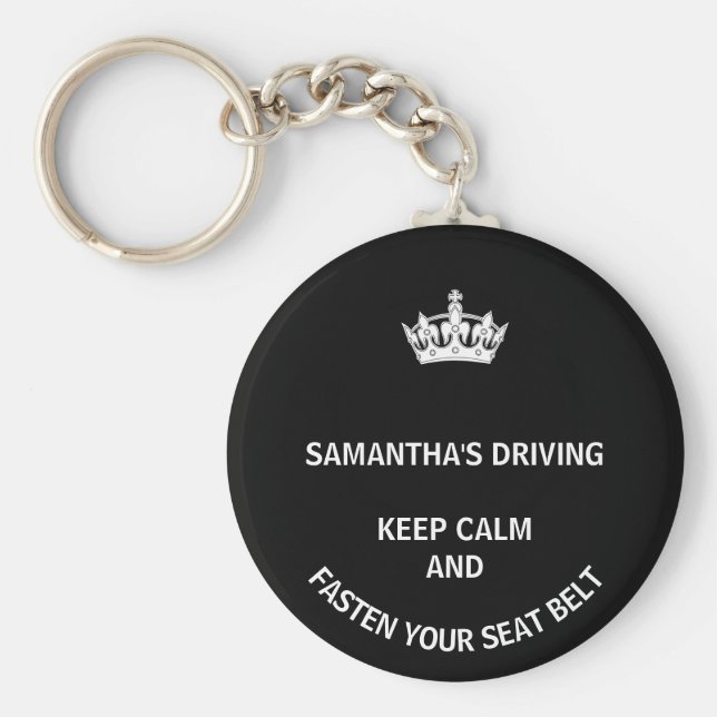 Chaveiro Personalized black Keep Calm girly driving (Frente)