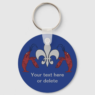 Chaveiro Personalized Blue Silver Crawfish Fleur de Lis