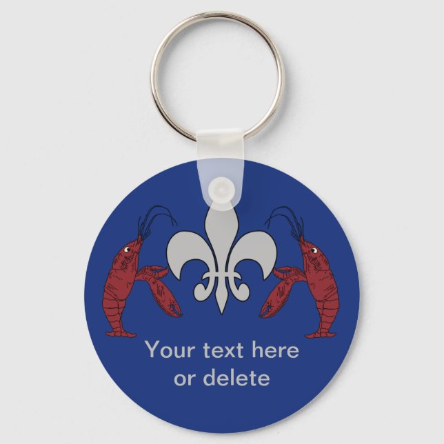 Chaveiro Personalized Blue Silver Crawfish Fleur de Lis (Frente)