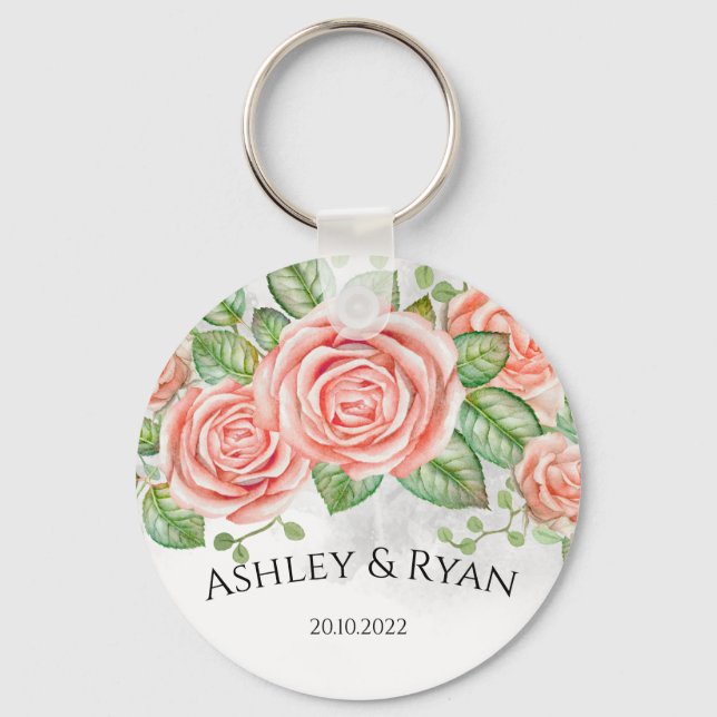 Chaveiro Personalized blush pink floral (Frente)
