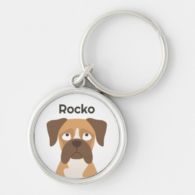Chaveiro Personalized Boxer Dog Keychain Custom Name Gift (Frente)