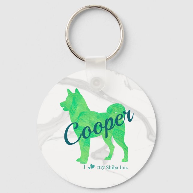 Chaveiro Personalized Cute Pastel Green Shiba Inu - Dog (Frente)