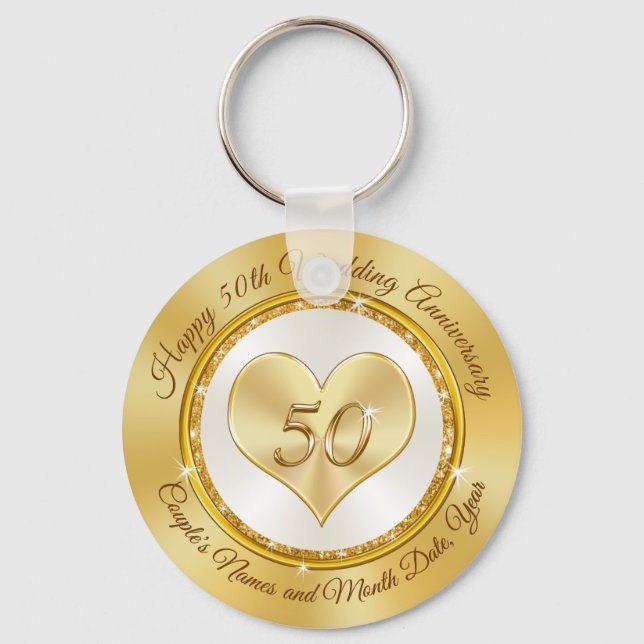 Chaveiro Personalized Happy 50th Anniversary Favors Cheap (Frente)