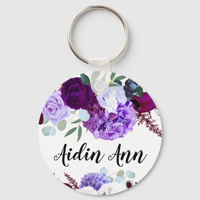 Chaveiro Personalized Key Chain Lavender Hibiscus on Whit (Frente)