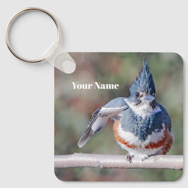 Chaveiro Personalized Kingfisher Keychain - Add Your Name (Frente)