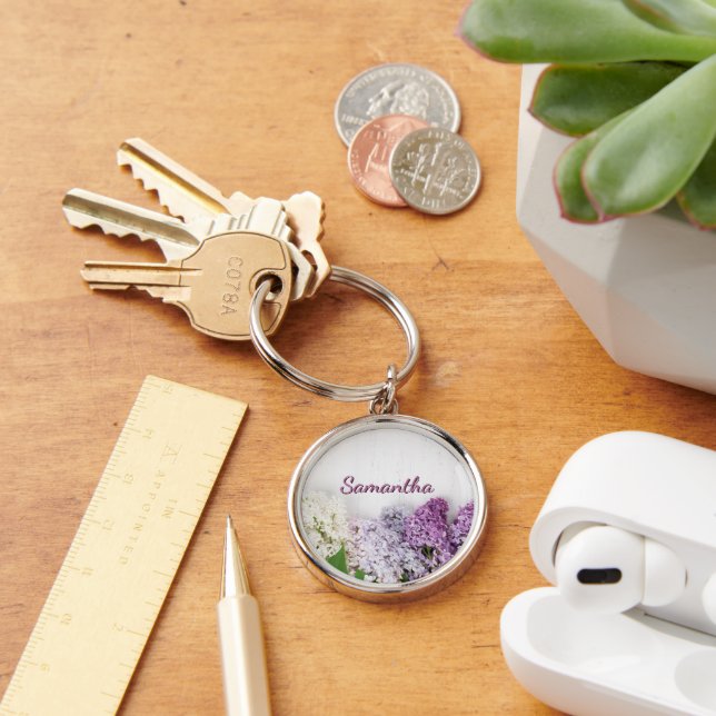 Chaveiro Personalized Lilac Keychain | Spring Name Keychain (Mesa)