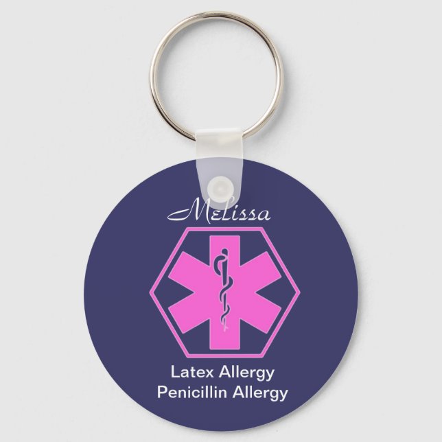 Chaveiro Personalized Medical allergy alert keychains (Frente)