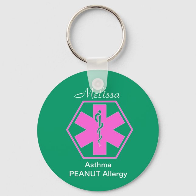 Chaveiro Personalized Medical allergy alert keychains (Frente)