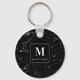 Chaveiro Personalized  Monogram Black Marble