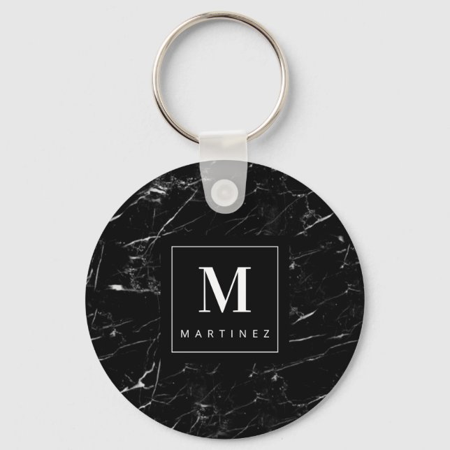 Chaveiro Personalized  Monogram Black Marble (Frente)