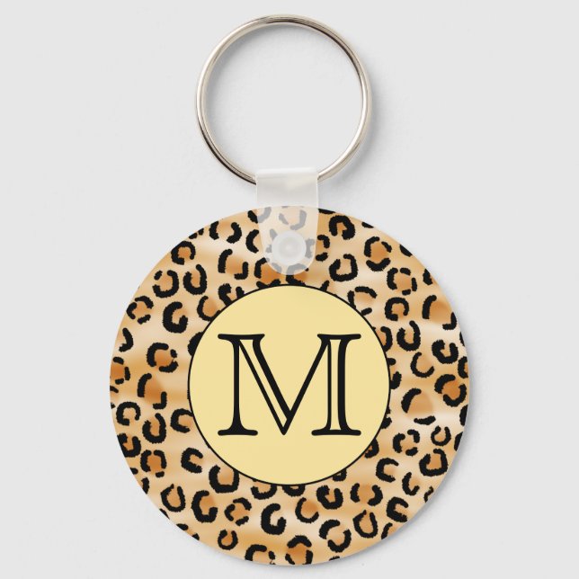 Chaveiro Personalized Monogram Leopard Print Pattern. (Frente)