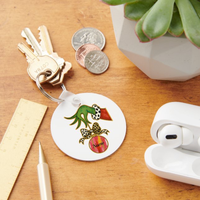 Chaveiro personalized Name Leopard Bow Parrot Ornament (Mesa)