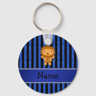 Chaveiro Personalized name lion blue glitter stripes