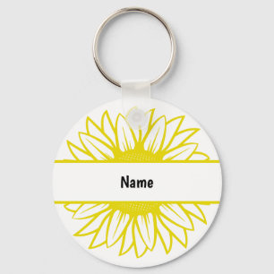 Chaveiro Personalized Name Yellow Sunflower