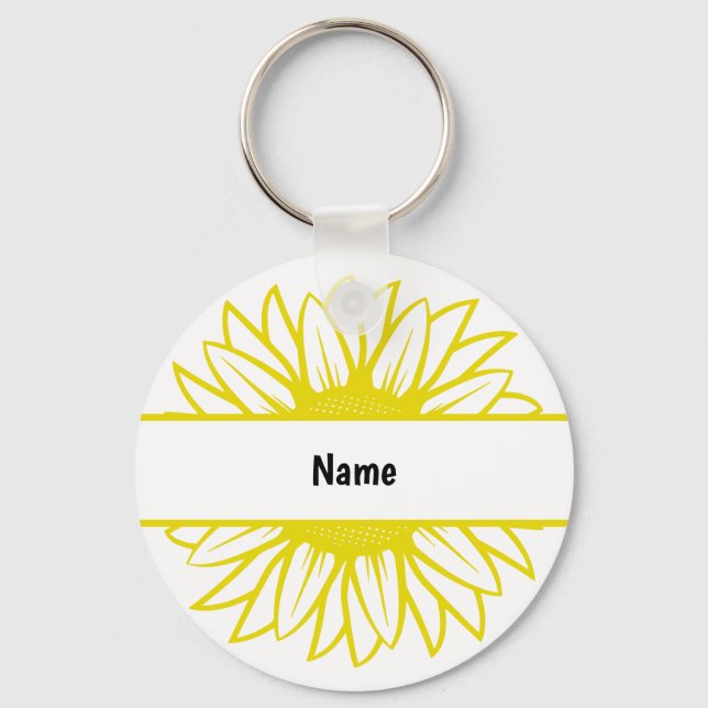 Chaveiro Personalized Name Yellow Sunflower (Frente)