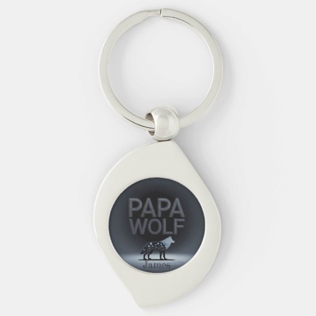 Chaveiro Personalized Papa Wolf Nature Silhouette (Frente)