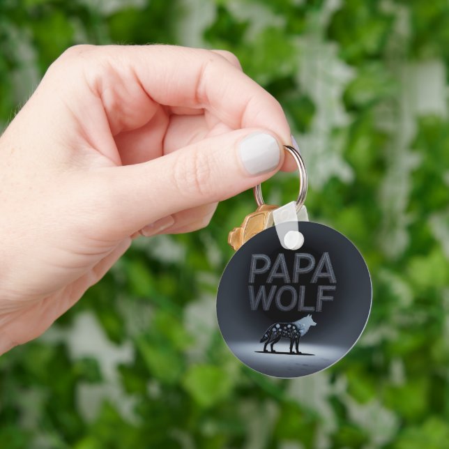 Chaveiro Personalized Papa Wolf Nature Silhouette (Mão)