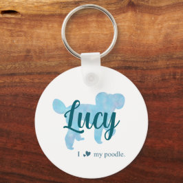 Chaveiro Personalized Pastel Blue Poodle Keychain