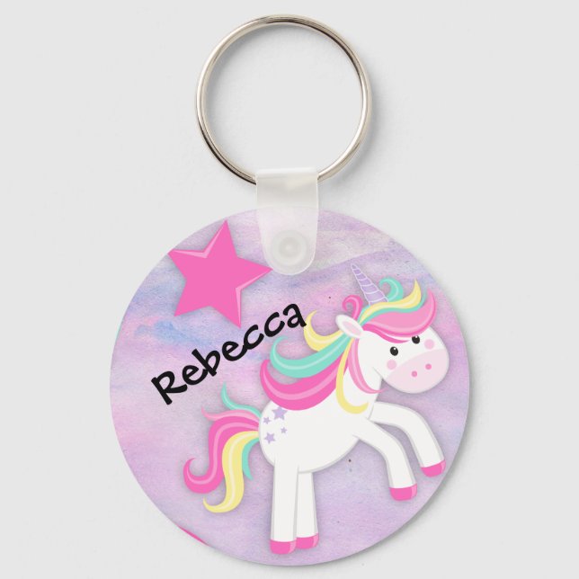 Chaveiro Personalized Pastel Pink Unicorn (Frente)