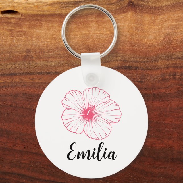Chaveiro Personalized Pastel spring pink desi hibiscus (Frente)