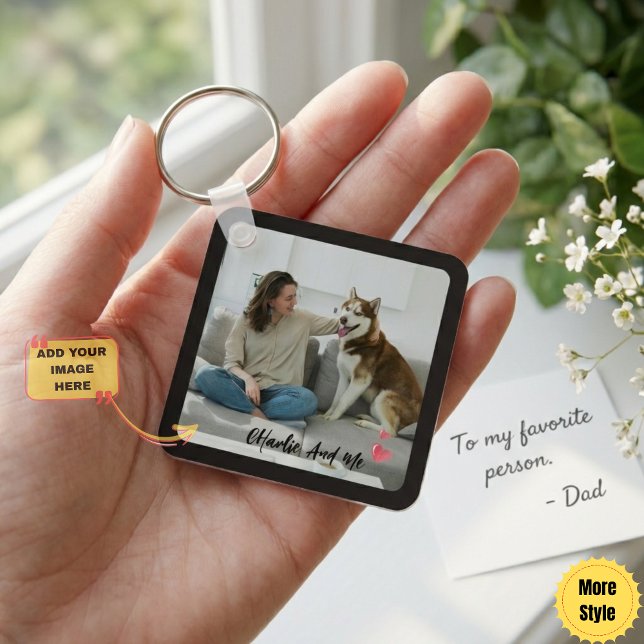 Chaveiro Personalized Pet Photo and Owner Heart Keychain  (Personalized Pet Photo and Owner Heart Keychain Custom Photo Gift for Family!)