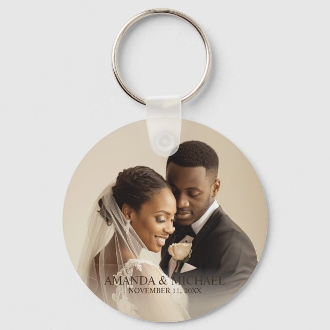 Chaveiro Personalized Photo Favor with Names & Wedding Date (Frente)