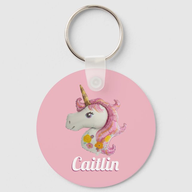 Chaveiro Personalized Pink Unicorn Keyring (Frente)