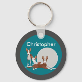 Chaveiro Personalized Podenco Dogs Blue Minimalist