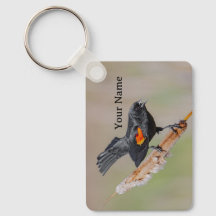 Personalized Red-Winged Blackbird Keychain