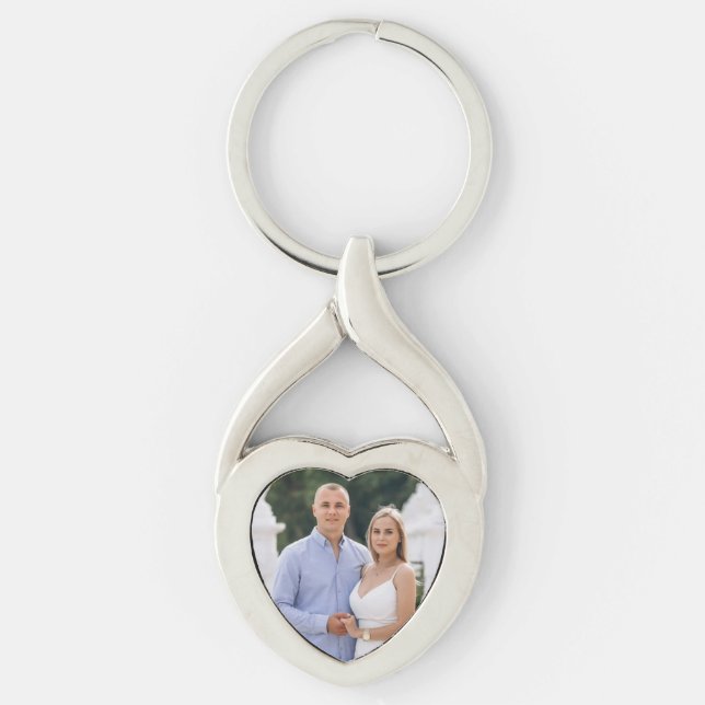 Chaveiro Personalized Romantic Couple Photo Heart Keychain (Frente)