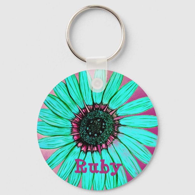 Chaveiro Personalized Sketched Flower (Frente)