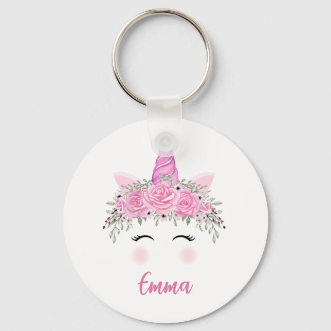 Chaveiro Personalized Unicorn Keychain With Pink Name (Frente)
