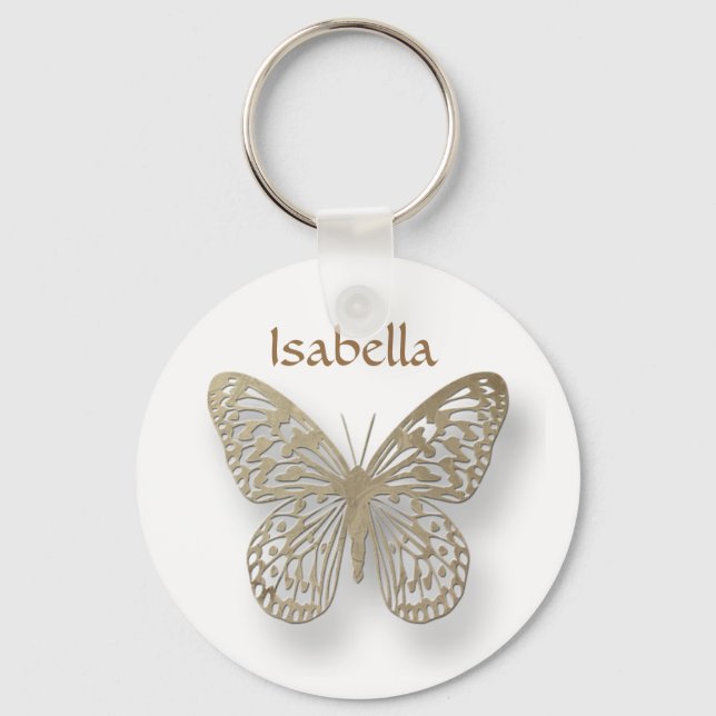 Chaveiro Personalized White And Gold Butterfly Key Chain (Frente)