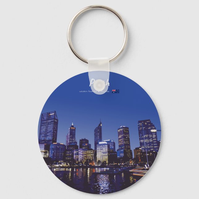 Chaveiro Perth, Austrália - Silhueta da Cidade à Noite (Frente)
