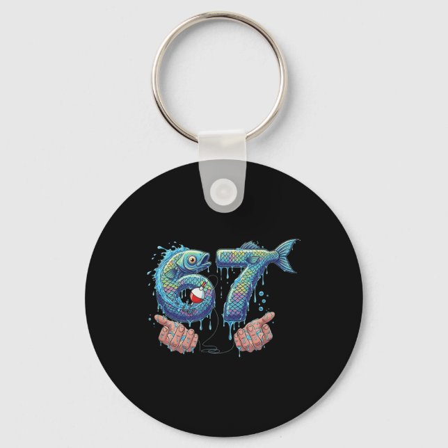 Chaveiro Pesca 67 Seis Sete Funny Gen Alpha Meme Drip  (Frente)