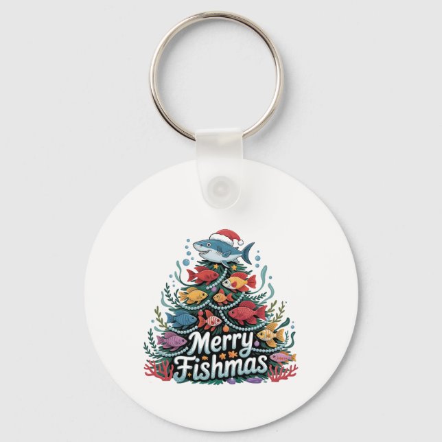 Chaveiro Pesca Engraçada Árvore de Natal Pescador (Frente)