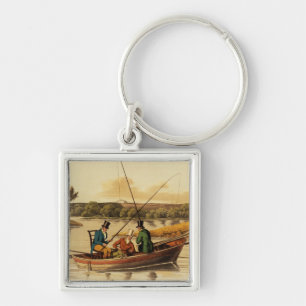 Chaveiro Pescando em um pontapé, aquatinted por I. Clark,