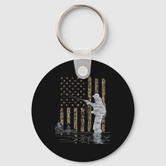 Chaveiro Pescaria com Fly Fisherman Bandeira Americana Camu